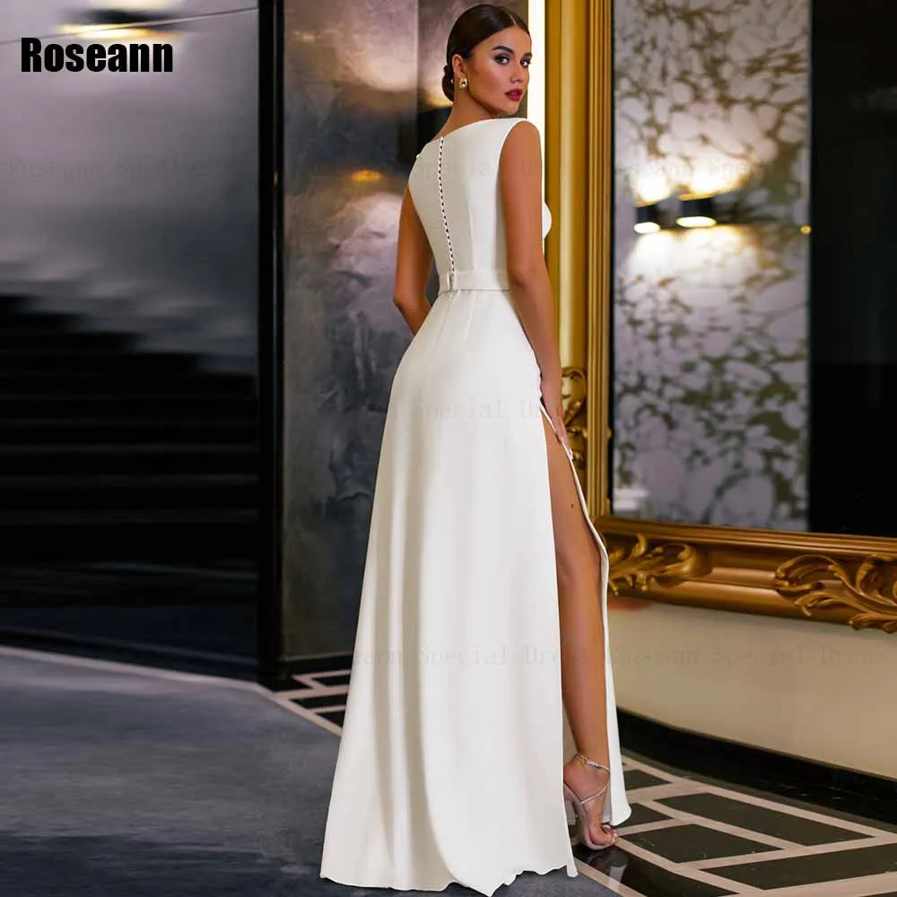 Customized High Quality 2026 A-line Wedding Dress Sleeveless V-Neck Front Split Open Back Satin Bride Dresses robe de mariée