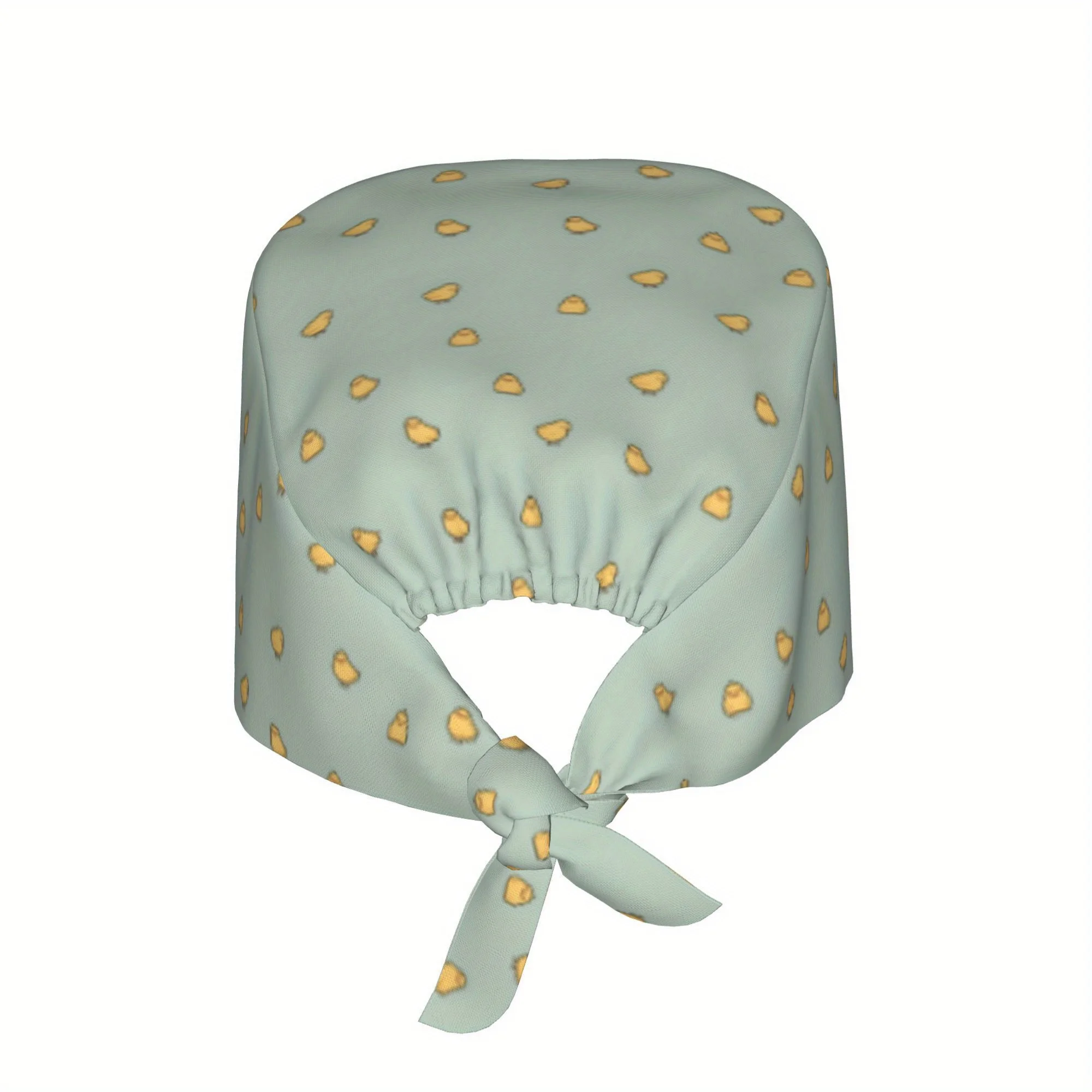 1pc Women'S Light Blue Floral Print Work Cap - Adjustable Tie-Back Nurse Hat, Lightweight & Dustproof, Perfect for Cooking, Flor