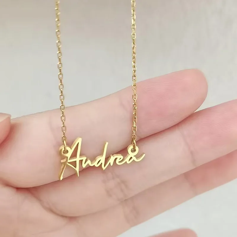 Nextvance Customized Name Necklace Mini Small Size  Stainless Steel Nameplate Delicate Pendant For Women Girl Baby Birthday Gift