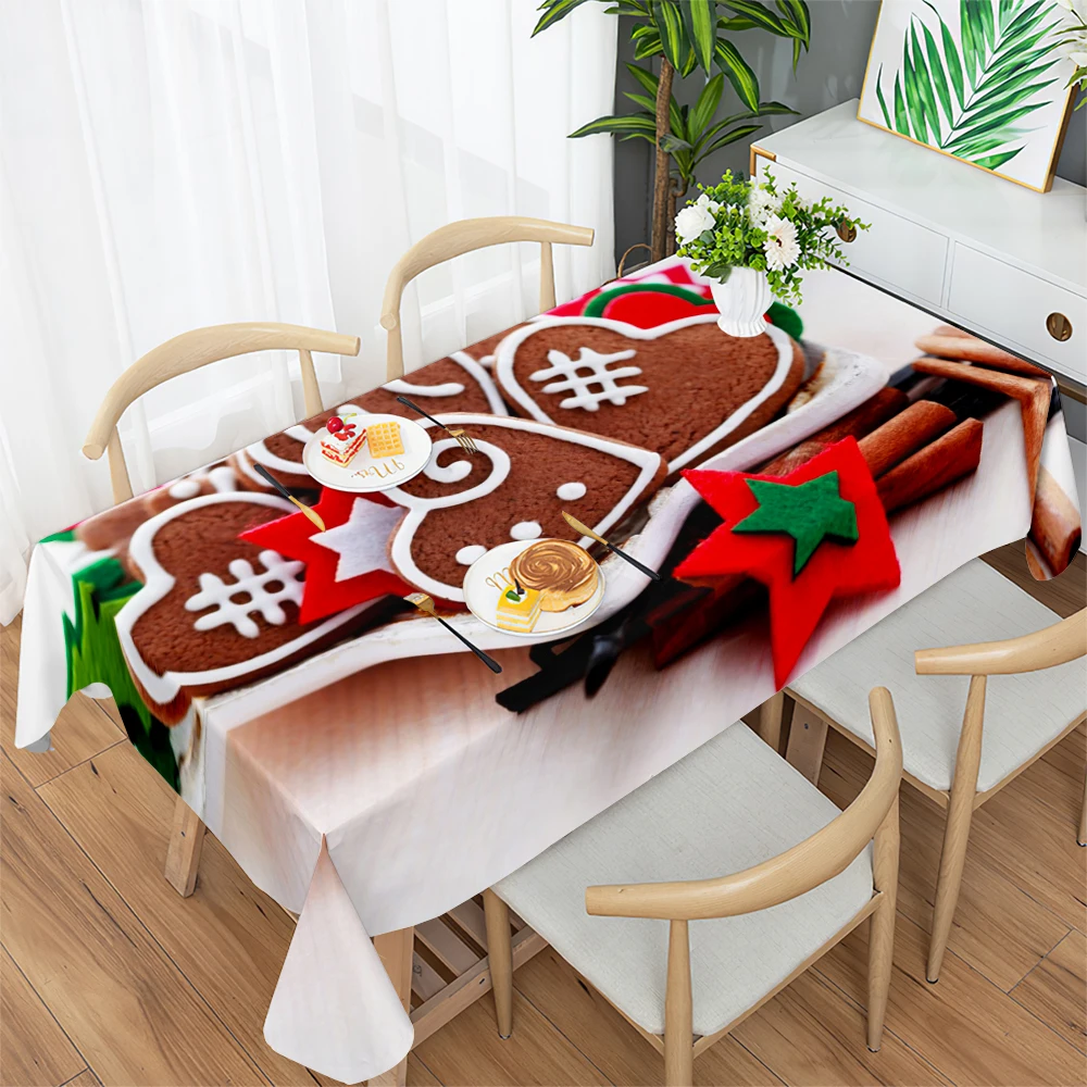 Christmas Apple Biscuit Print Tablecloth Birthday Party Wedding Decoration Restaurant Table Holiday Decoration Tablecloth Nappe