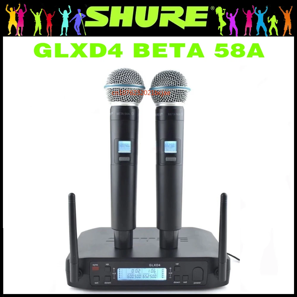 Shure GLXD 4 BETA 58A Wireless Microphone Set 2 Handheld Microphones Dynamic Professional Handheld Party Stage Karaoke640-690MHZ