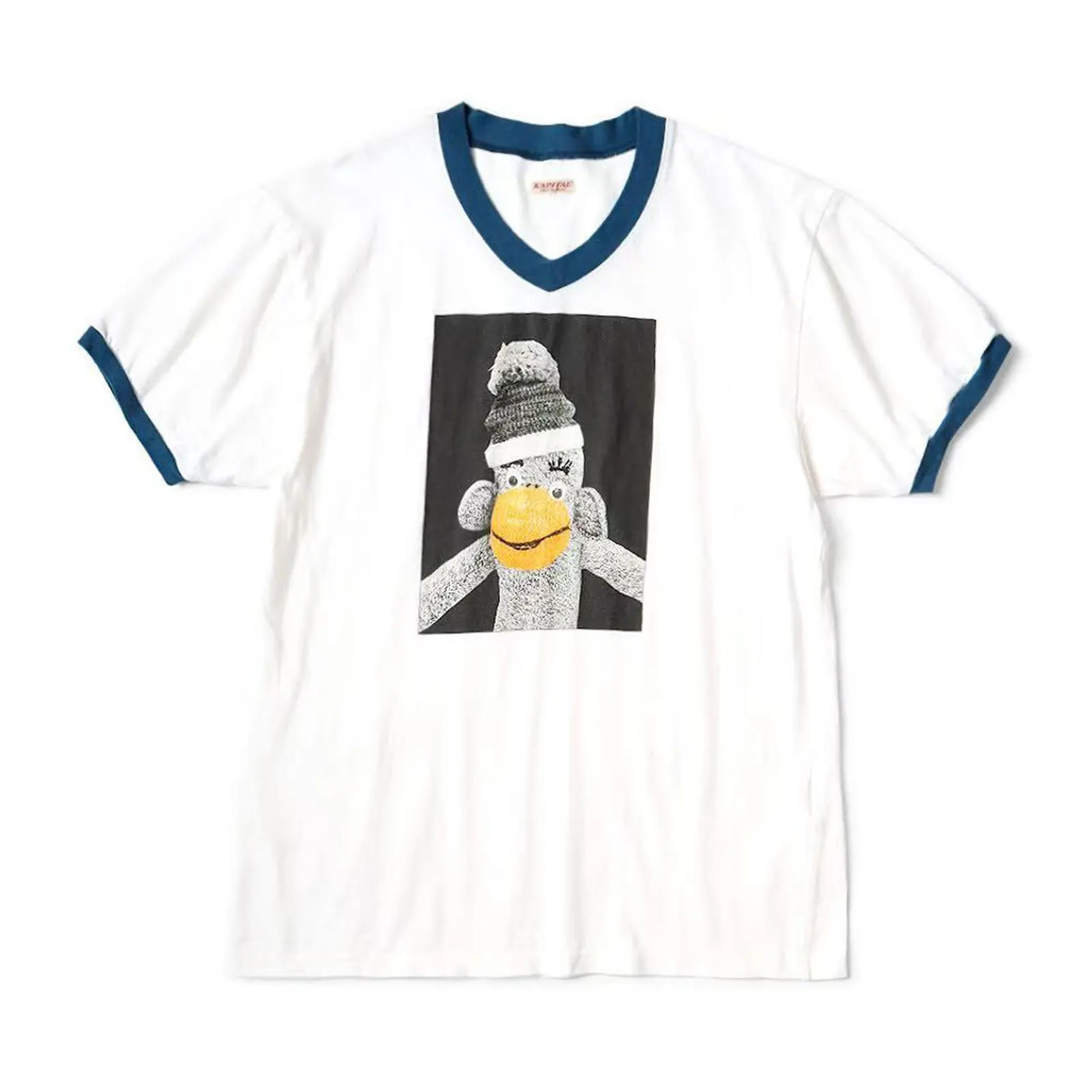 

Футболка KAPITAL24SS свободного кроя с принтом игрушек, хлопковая, в рубчик, с улыбающимся лицом, вязаная, в японском стиле, на все сезоны