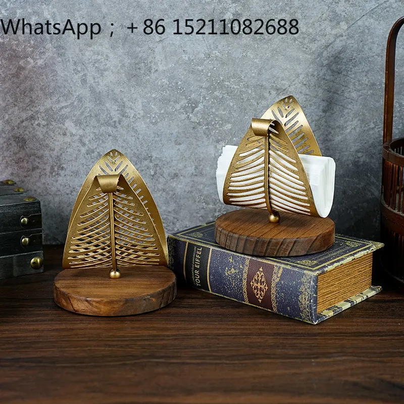 SCY retro style dining table tissue holder vertical high-end restaurant napkin holder desktop tissue holder