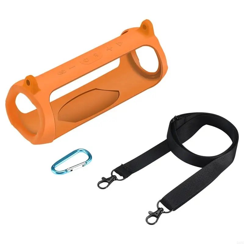 

K9FC Soft Silicone Cover for Case With Strap Carabiner for -JBL 5 Speaker