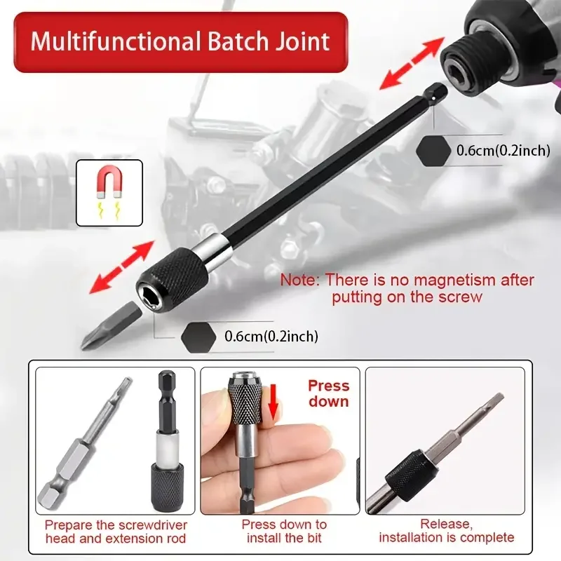 Hex Drill Bit Holder Magnetic Quick Change Release Adapter Transfer Lever Screwdriver Chuck Universal 1/4 Extension Bar Tool