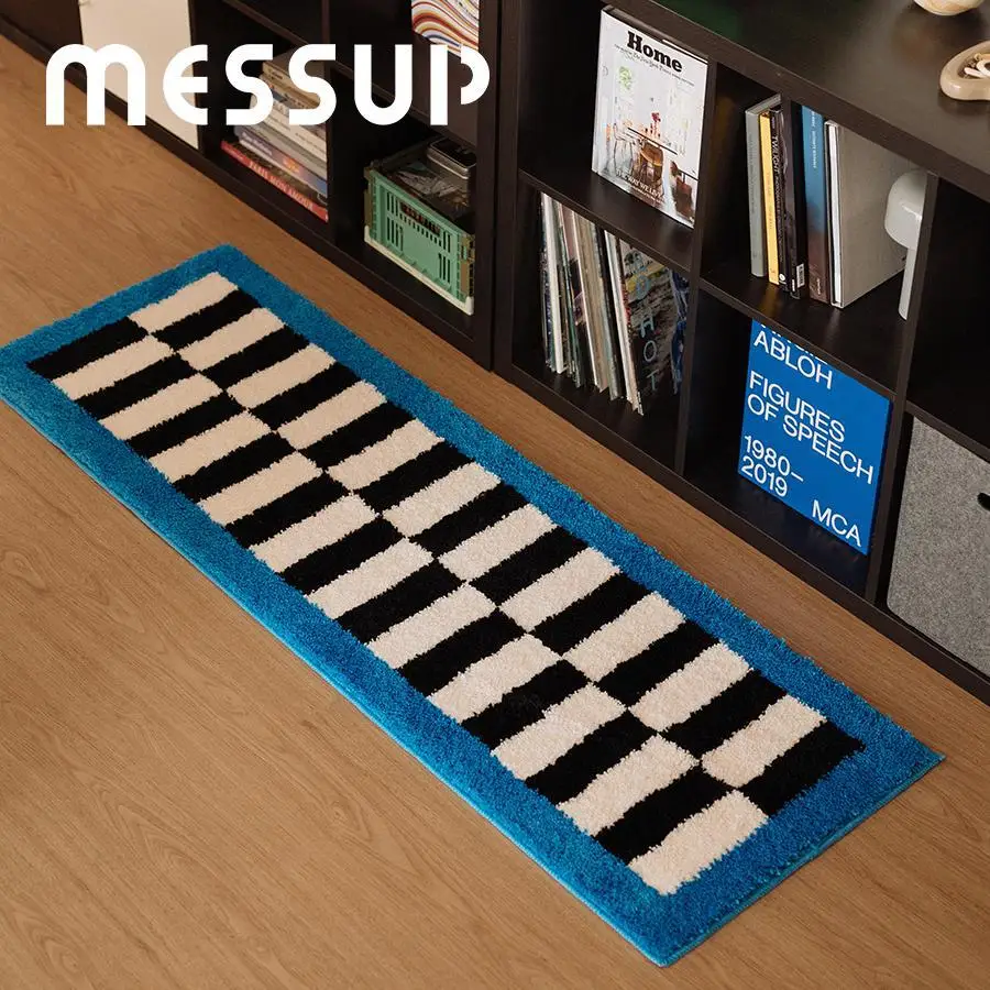 VIKAMA Colorful Geometric Striped Carpet Soft Synthetic Cashmere Floor Mat Living Room Bedroom Side Rug Home Decoration
