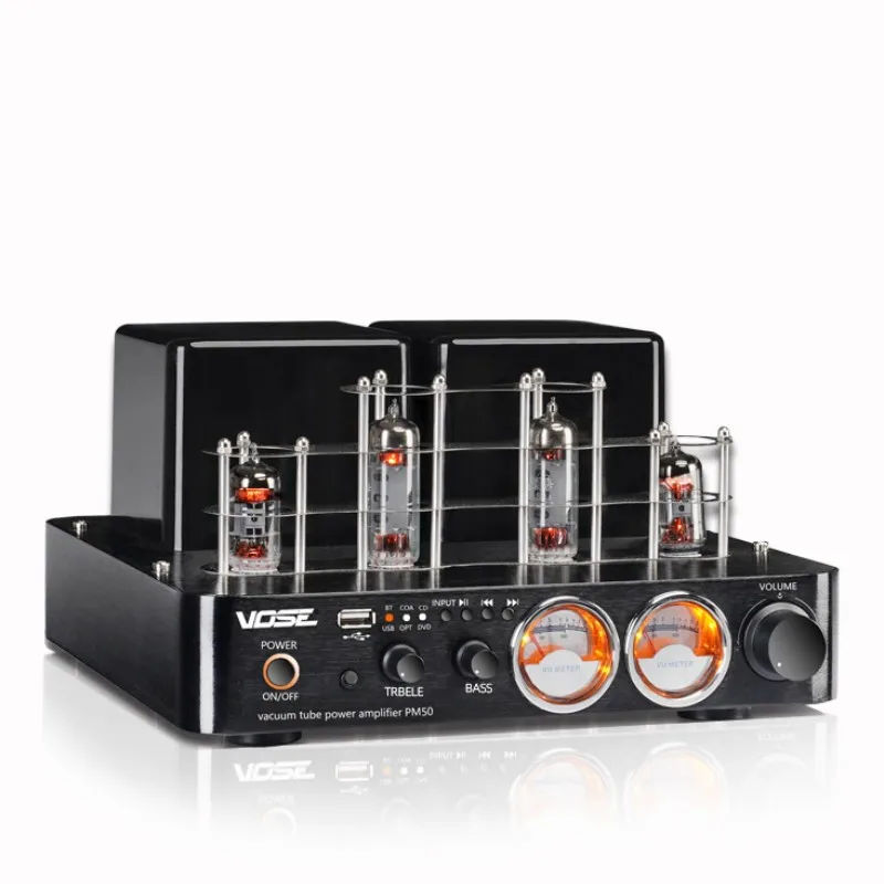 

VOSE PM50 Bluetooth 5.0 80W*2 2.0 Channel Stereo 6F1 6U1 VU Meter Vacuum Tube Home Audio Amplifier With USB Fiber Coaxial Input