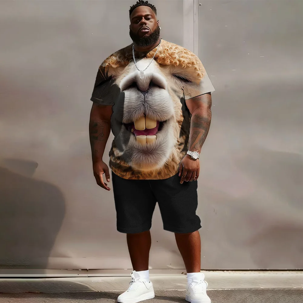 

Мужской комплект с короткими рукавами и короткими рукавами больших размеров S-9xl: Modern Playful — 2 предмета большого и высокого кроя, приятная для кожи ткань