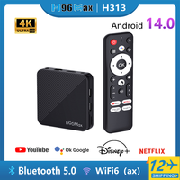 H96 Max H313 Android14.0 Tv Box Wifi6&BT5.0 HDR10+ Voice Assistant 4K@60Hz Netflix Streaming Media Google Quad-Core Smart Tv Box