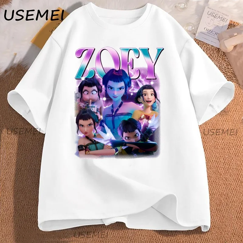 

Zoey Huntrix Kpop Demon Hunters Tshirt Casual Cotton Short Sleeve T Shirt Top Anime Kpop Demon Hunters T-shirts Oversized Y2k