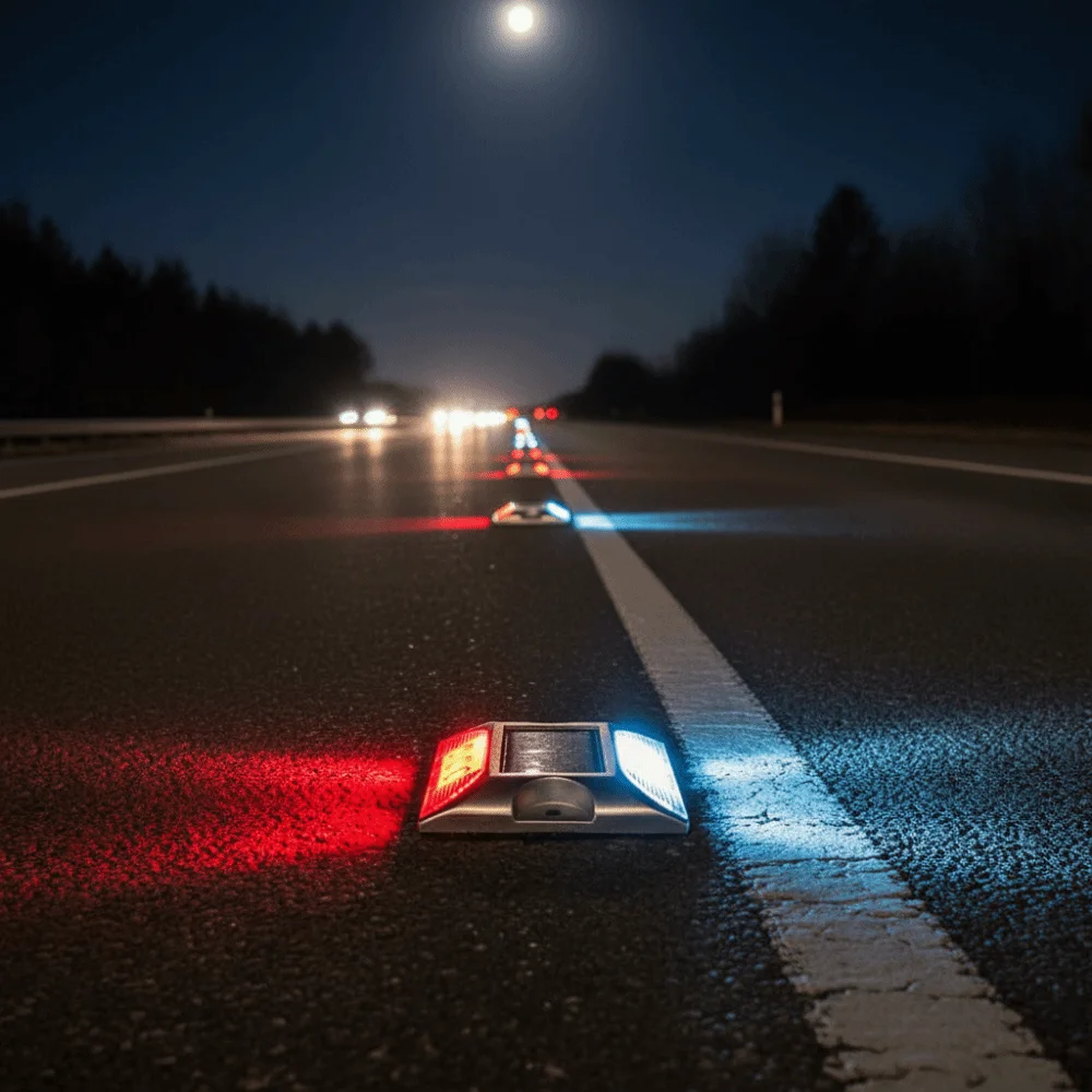 Solar Powered Solar Road Stud Light Outdoor Lighting Durable Traffic Marker Light Reflective Double Side