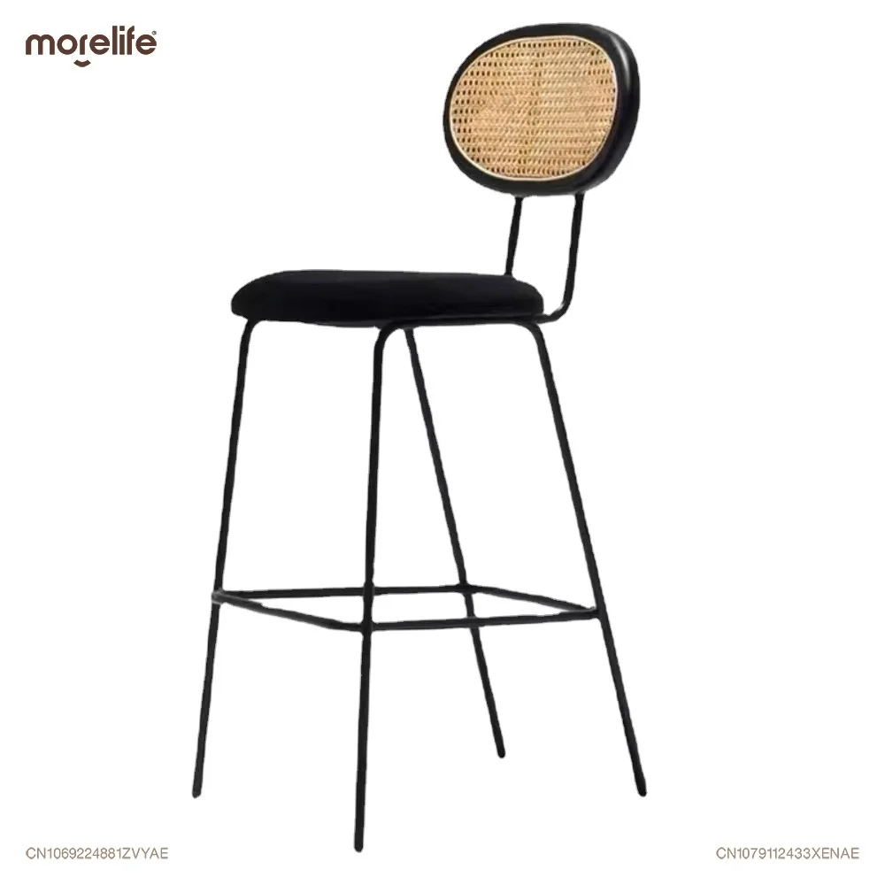 

Nordic Home Bar Chair High Stools Modern Simple Personality High Chairs Designer Creative Rattan Iron Kitchen High Legged Stool