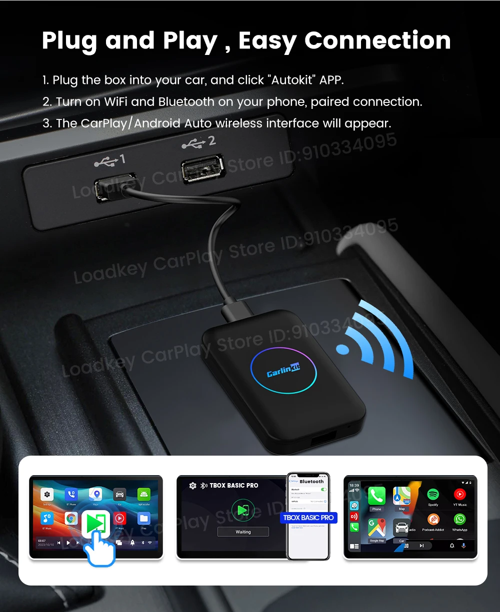 2026 Carlinkit LITE Wireless Android Auto & Car Play Ai Box Usb Watch Videos Online 32GB For Netflix Iptv 3 IN 1 Carplay Tv Box