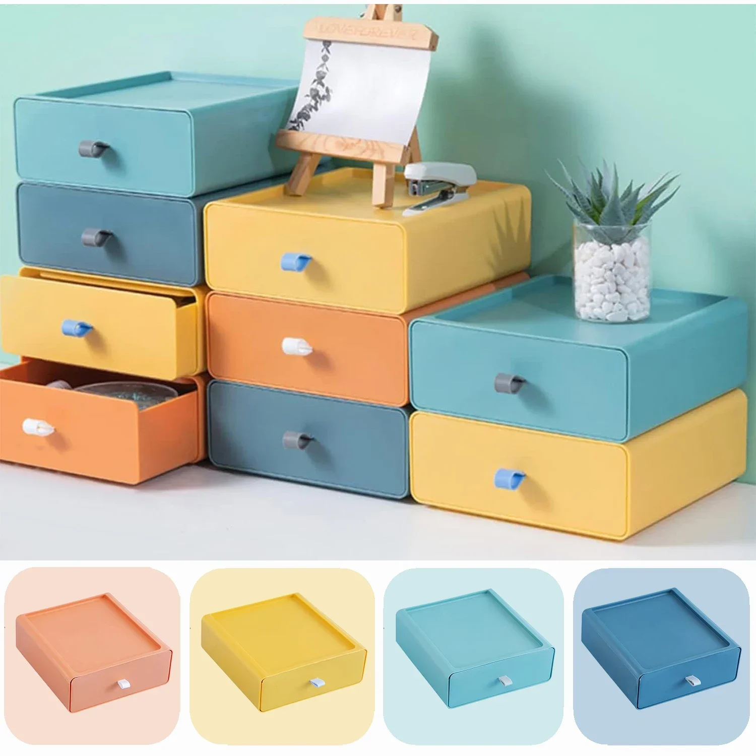 

Drawer Storage Box Can Be Stacked Multi-layer Storage Desk Box Stationery Cosmetics Items Desktop Storages Organizer Makeup Case