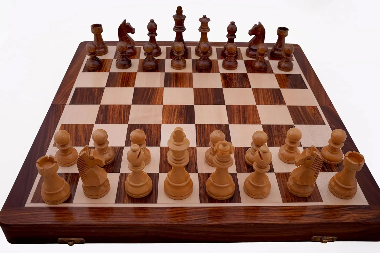 Set, Premium Quality, Handcrafted Rosewood Unique Chess Board Set, Foldable Secure Storage for Magnetic Pieces with