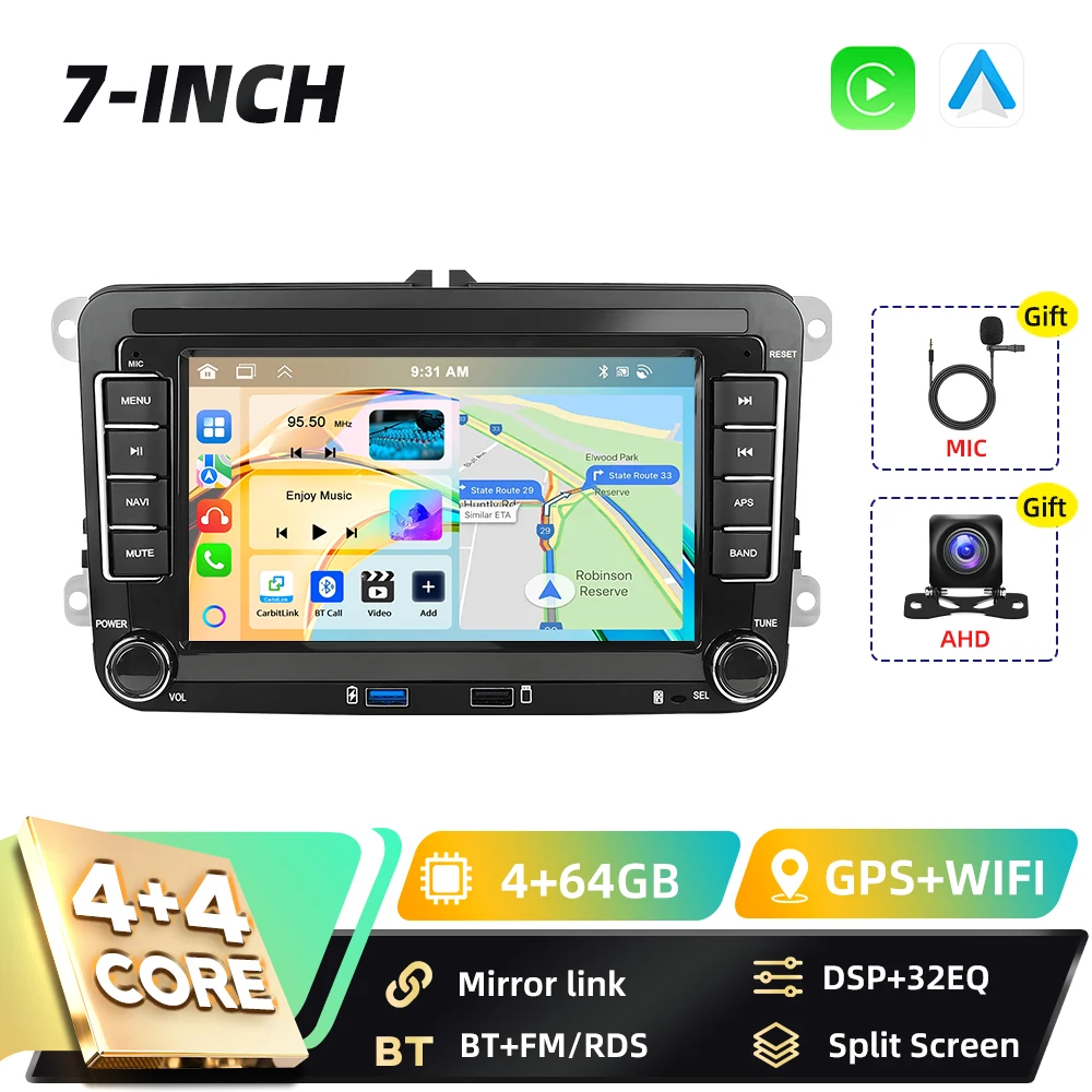Podofo Carplay 2Din Android Auto Multimedia Speler voor VW SAGITAR JATTA JETTA MAGOTAN Android Auto GPS Mirror Link Auto Audio