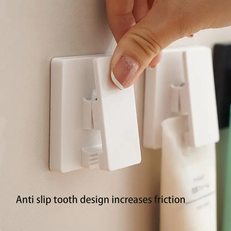 Adhesive Clips For Hang Multi-Function Stick On Clips Poster Clips For Toothpaste Facial Cleanser Toothpaste Holder