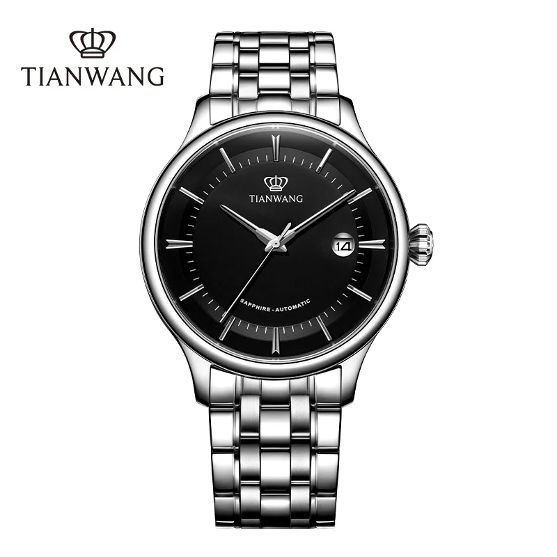 TIAN WANG Men\'s Watches Wristwatch Automatic Mechanical Watches For Men Simple Stainless Steel Calendar Mens Clock Wrist Watches