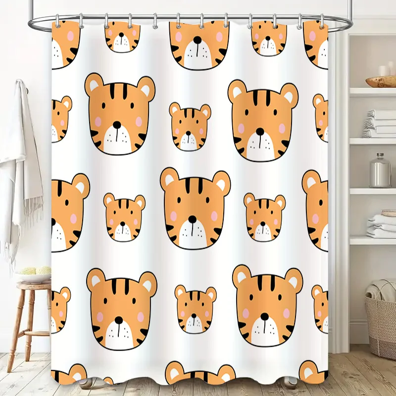 Cute Cartoon Tiger Pattern Shower Curtain for Bathroom Decoration Home Textiles on.com
