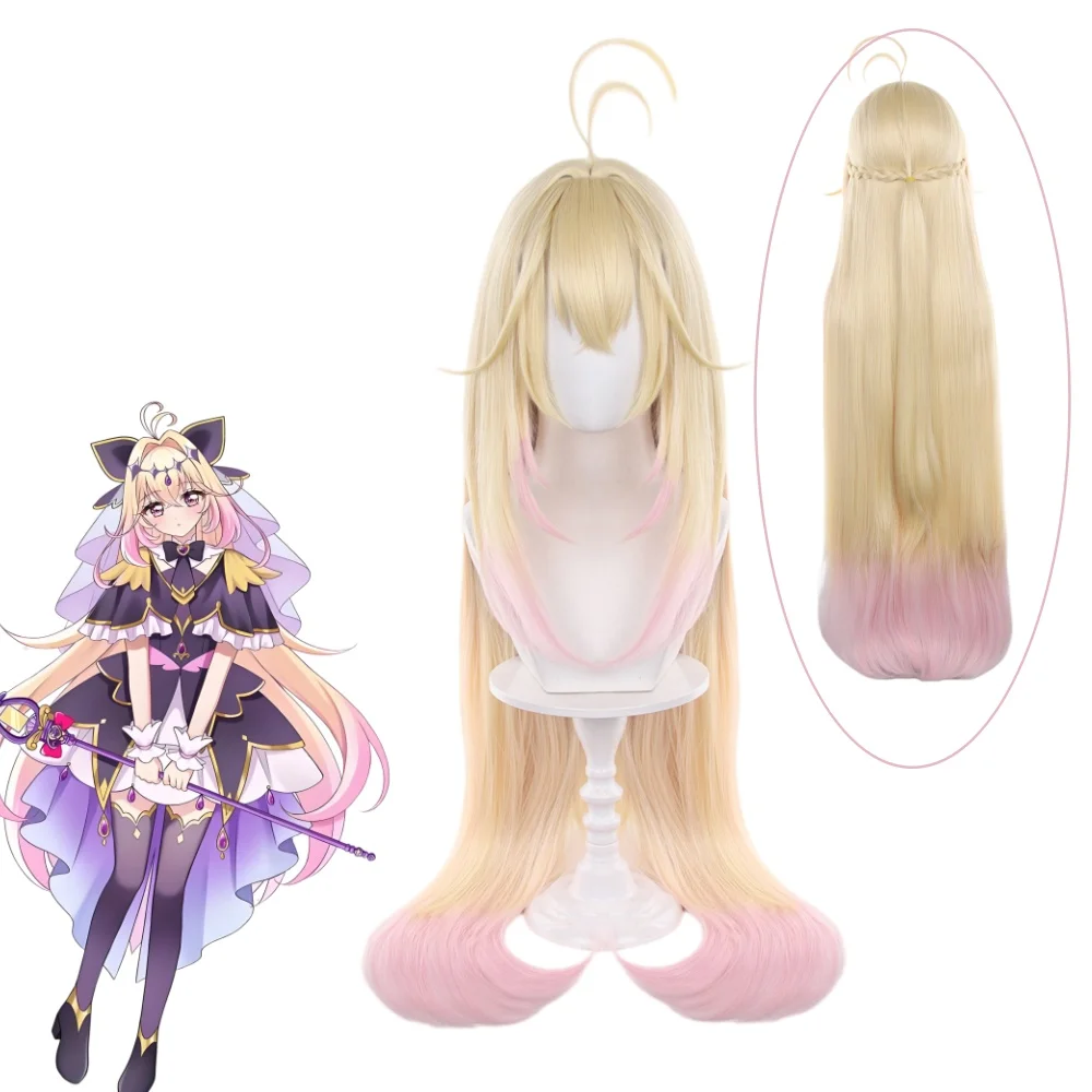 

Detective Precure Moria Ruruka Cosplay Wig Blonde Pink Ombre 90cm Long Straight Ahoge High Quality Halloween Party free wigcap