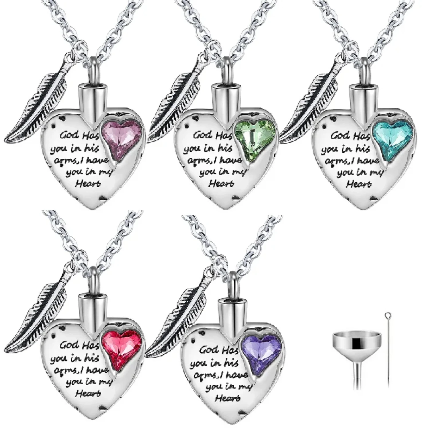 Heart Cremation Jewelry  Ashes Urn Necklace with 12Color Birthstones Ash Necklace Memorial Cremation Necklaces  Women