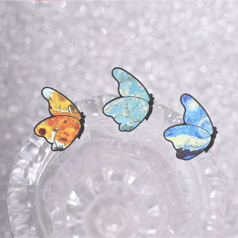 Celestial Moth Enamel Pin Rainbow Cat Brooch Starry Night Sunflower Badges Art Impressionism Butterfly Jewelry Gift