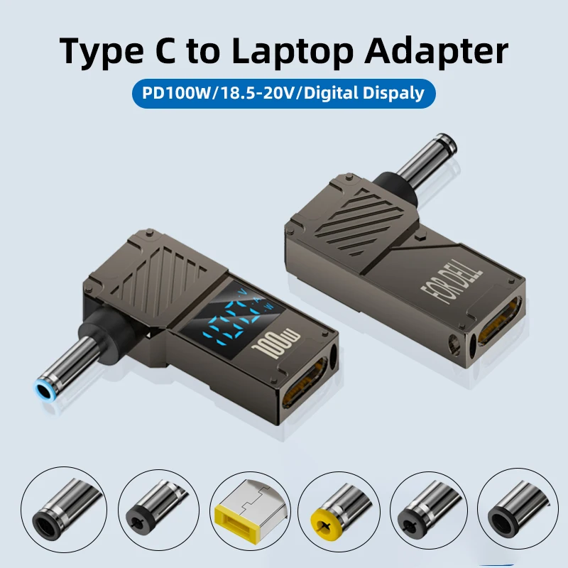 

100W Type C Fast Charging Adapter Connector Dc Plug USB C to Universal Laptop Charger Converter for Lenovo Hp Dell Asus Acer