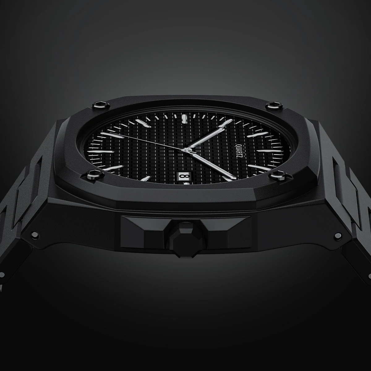 Men's Business Quartz Watches Fashion Luxury Polycarbonate Square Screw Decorative Bezel Watch Men's Quartz Waterproof Watch
