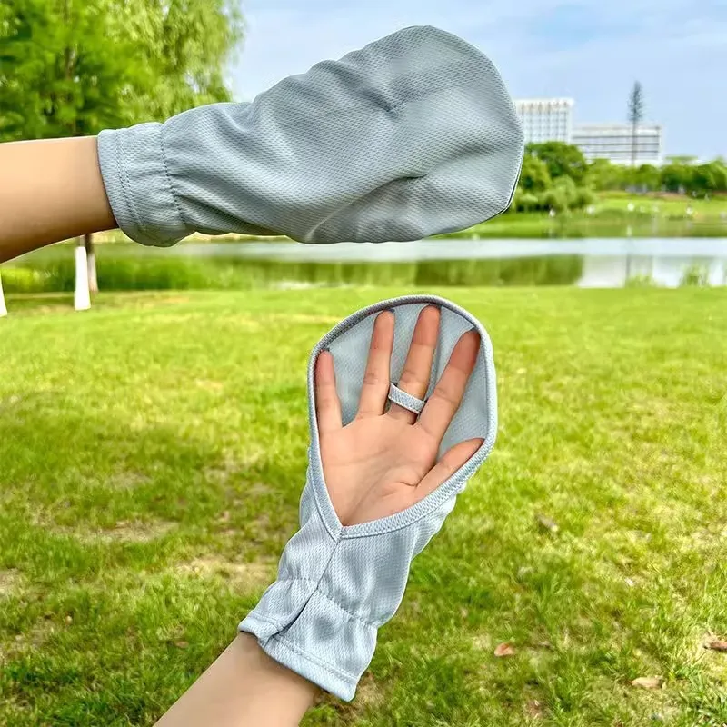 UV Protection Driving Gloves Women Summer Short Cuff Flip Palm Ice Silk Mittens Breathable Mesh Loose Outdoor Travel Vacation
