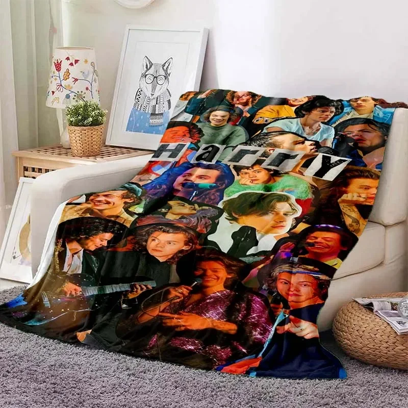 Harrystyles Flannel Soft Blanket Warm  Retro Blankets for Beds Bedroom Living Room Sofa Blanket Travel Picnic Blanket