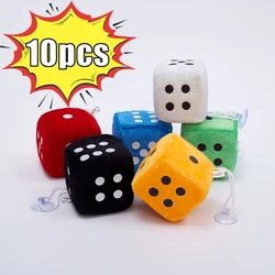 10pcs Funny Dices Plush Toys Car Bed Hanging Toy with Suction Cup Kids Stress Relief Squeeze Toy Multicolor Velvet Dice Pendant