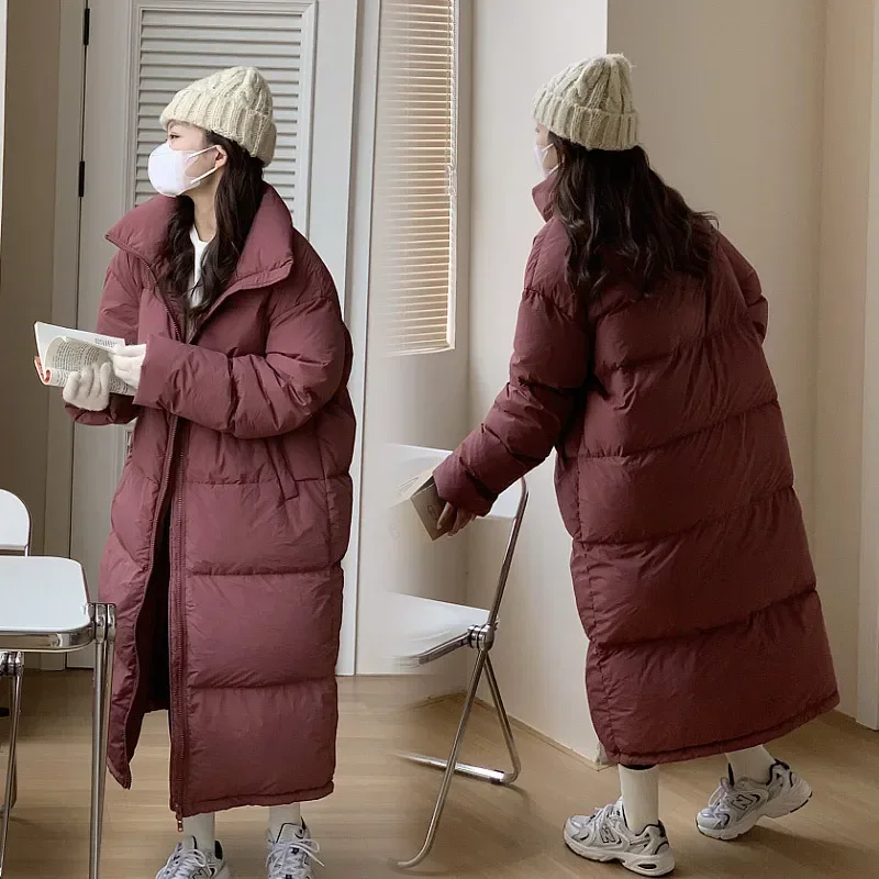 Women's Winter New Korean Style Loose Winter Coat with Lengthened Down to Ankle Down Coat