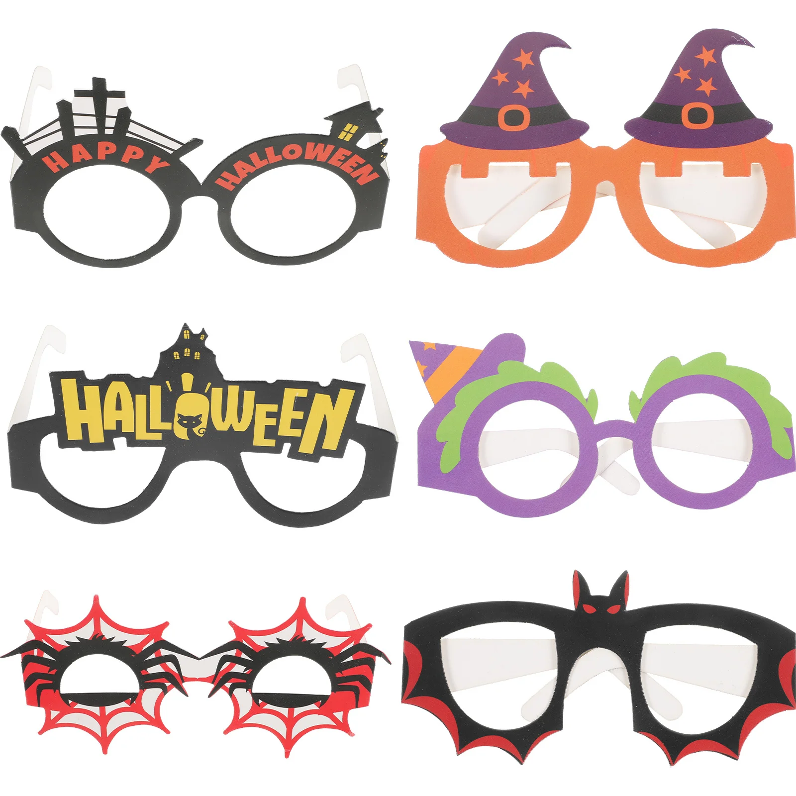 6Pcs Halloween Glasses Frames Unique Light Funny Eyeglasses Prop Kids Halloween Party Supplies Cosplay Props Glasses Frames Prop