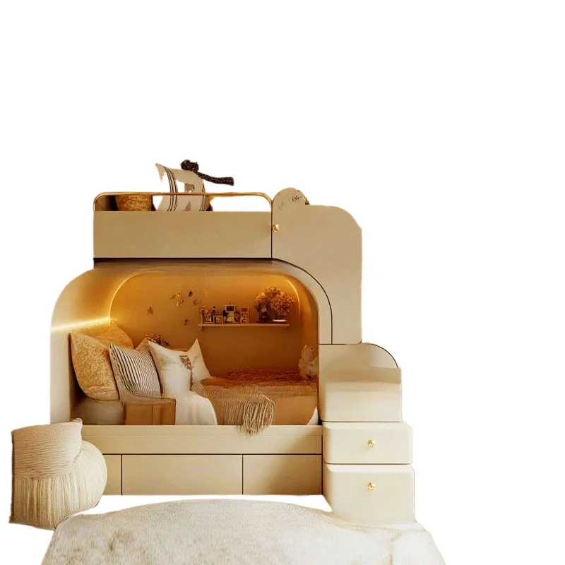 مستودع الفضاء تكنولوجيا سرير الأطفال الشعور العلوي والسفلي b ed desig n تبسيط كريم نمط بسيط e