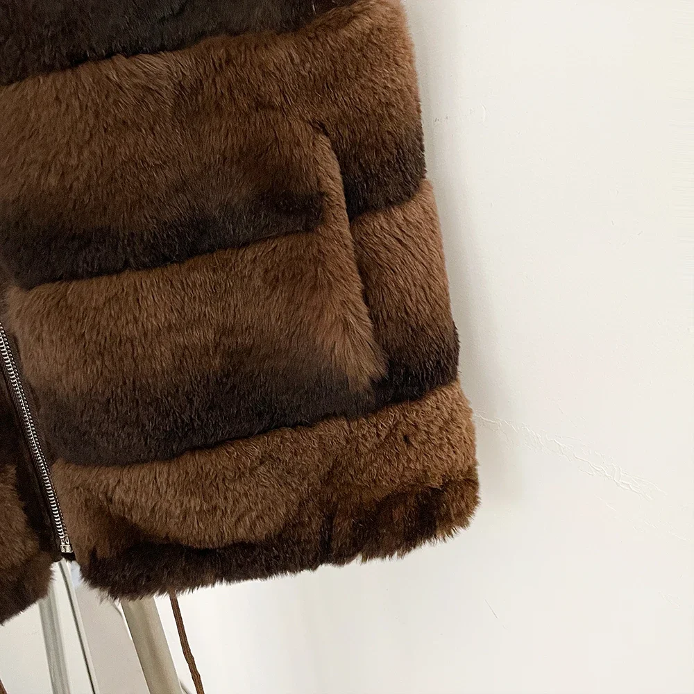 OFTBUY Big Turn Collar Two Ways Wear Sleeveless Clothes Female New Winter Fur Waistcoat Women Reversible Real Rabbit Fur Vest