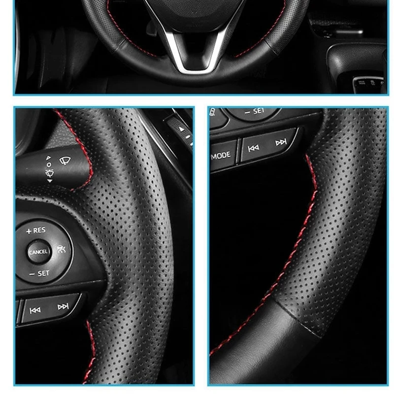 For Mazda 6 Atenza 2017-2019 Mazda 3 Axela 2017-2019 Hand-Stitched Non-slip suede perforation Leather Car Steering Wheel Cover