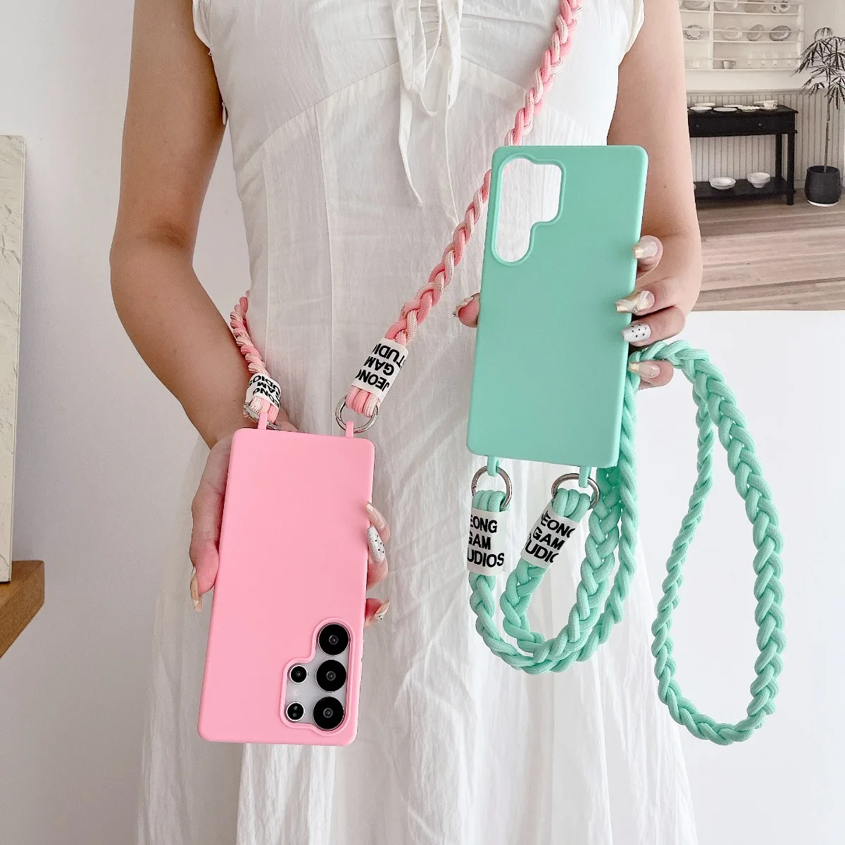 For Samsung Galaxy S25 S26 Ultra Silicone Soft Phone Case S24 S23 FE S22 Plus A57 A37 A17 A07 A56 A36 A16 Crossbody Strap Cover - view 3