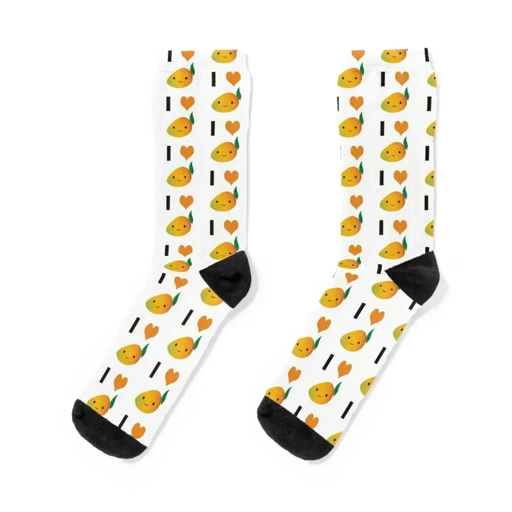 I Love Mango Cute Kawaii Smiling Mango Socks set sports stockings moving stockings luxe Woman Socks Men's