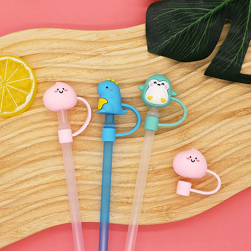 

1pc Silicone Sealing Straw Plug Reusable Drinking Dust Cap Cartoon Plugs Tips Cover Suit Kitchen Cup DIY Accessories Wholesale