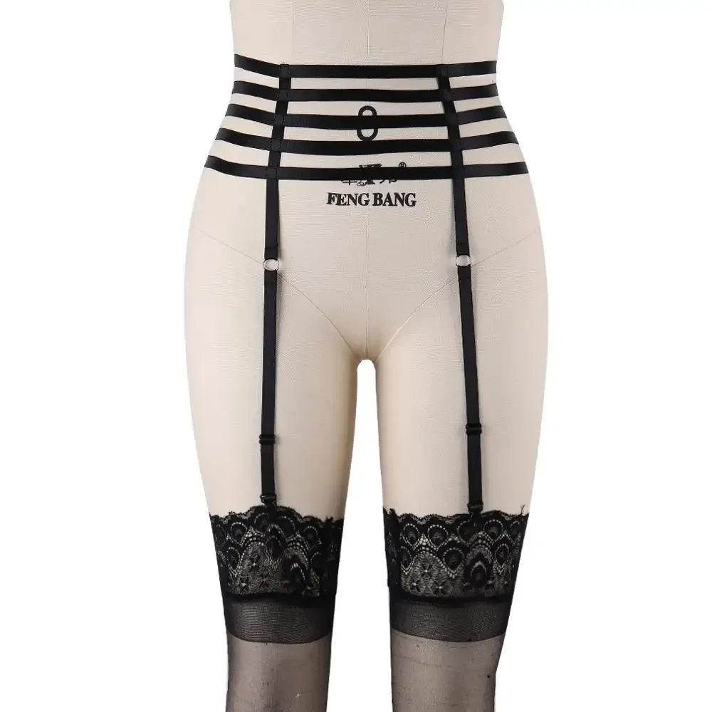 

Женский пояс с высокой талией, готический ремень для тела, сексуальная готическая эластичная клетка, полые подвязки для ног, ремень для чулок, нижнее белье, жгут