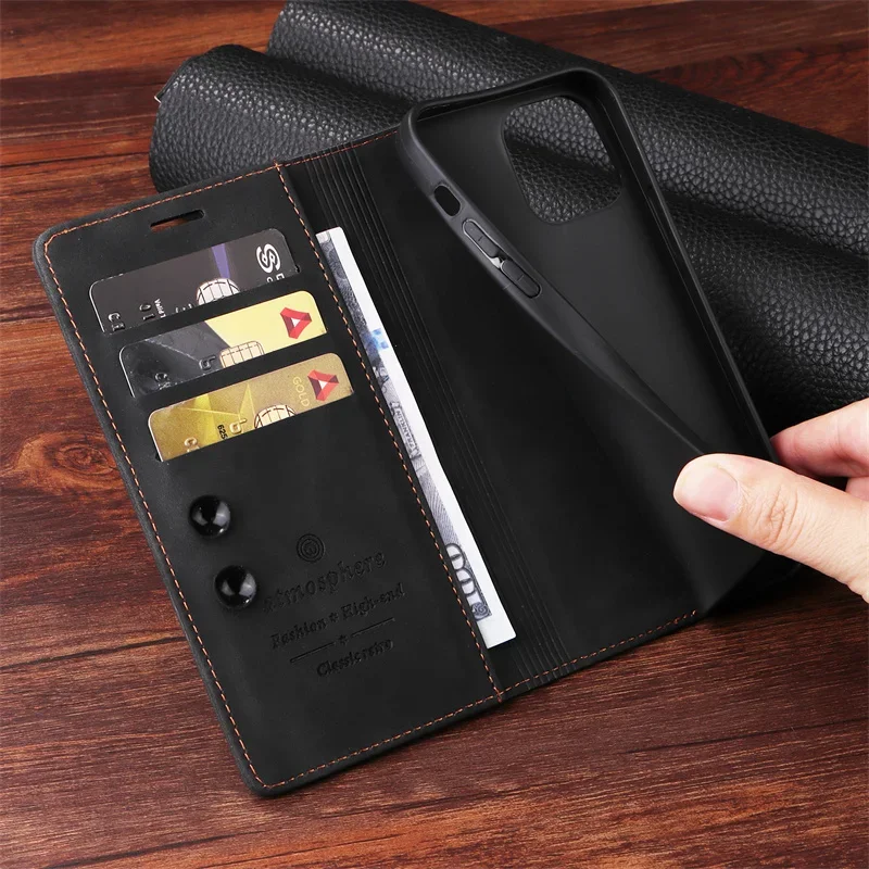 Luxury Suction Cup Leather Case for Samsung Galaxy S24 Ultra S24Plus S23 FE S23 S22 Ultra Plus Cover Wallet Stand Book Etui Case