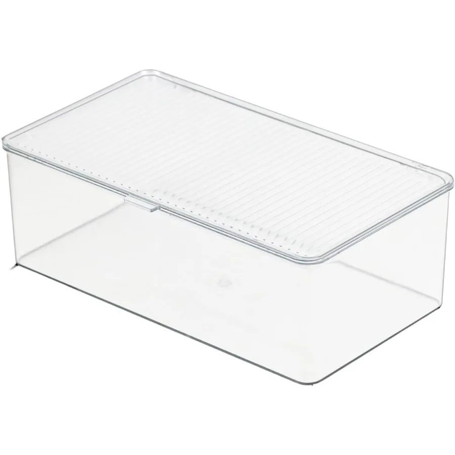 

Clear Plastic Storage Bin with Lid Makeuo Holder Fridge Organizer Refrigerator Organizers and Storage Small Container for Pantr