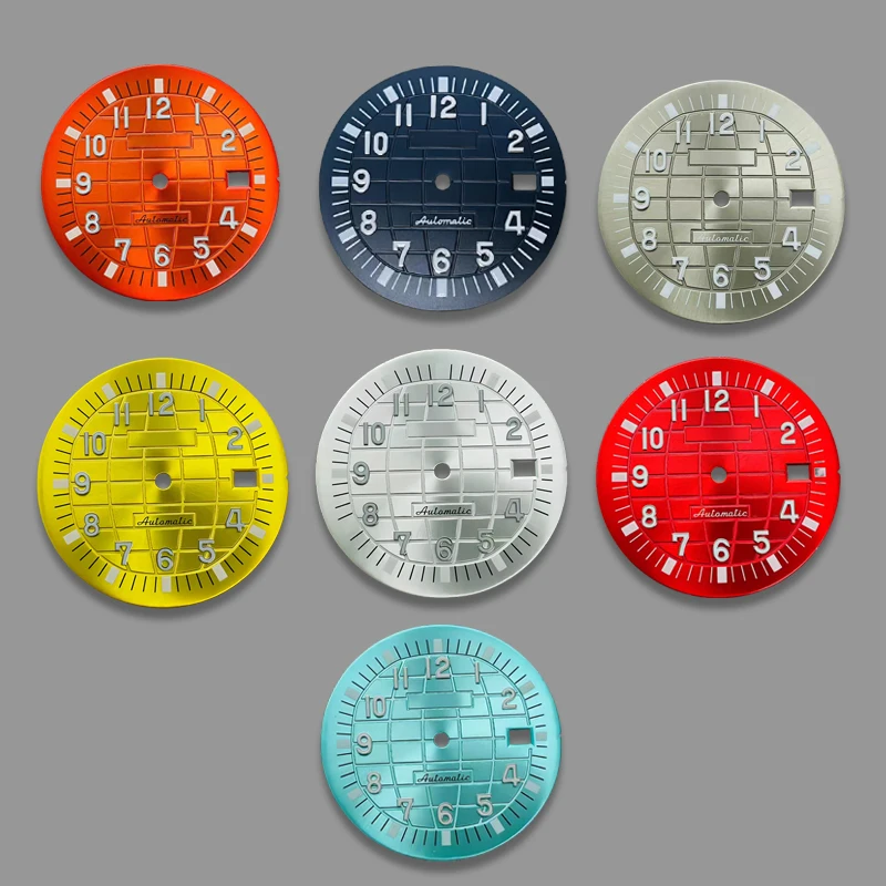 Reloj mecánico NH35 con esfera de 32mm de diámetro, superficie de buceo granada con protector solar modificado que brilla en la oscuridad verde