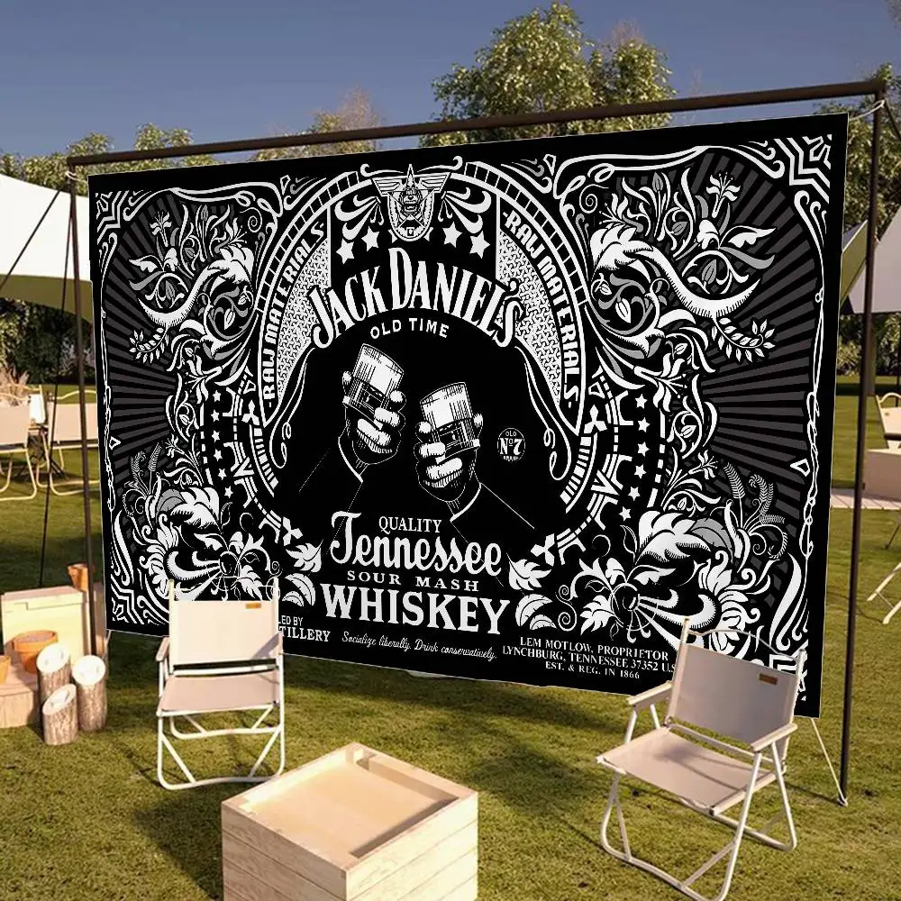 Bandera Colgante con Diseño Creativo de la Marca J-Jack Daniel, Bandera Impresa de Poliéster, Bandera para Tirar con la Mano