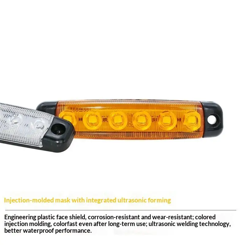24V 6 LED Truck Side Marker Lights Easy Install Super Bright Exterior Warning Lighting for Lorry Commercial Vehicles