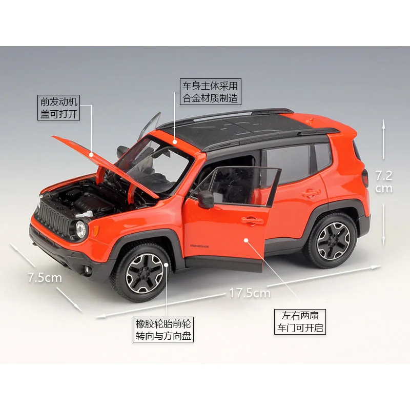 

1:24 Renegade Trailhawk SUV Car High Simulation Metal Diecast Alloy Vehicle Model Toy Cars For Boys Gift B92