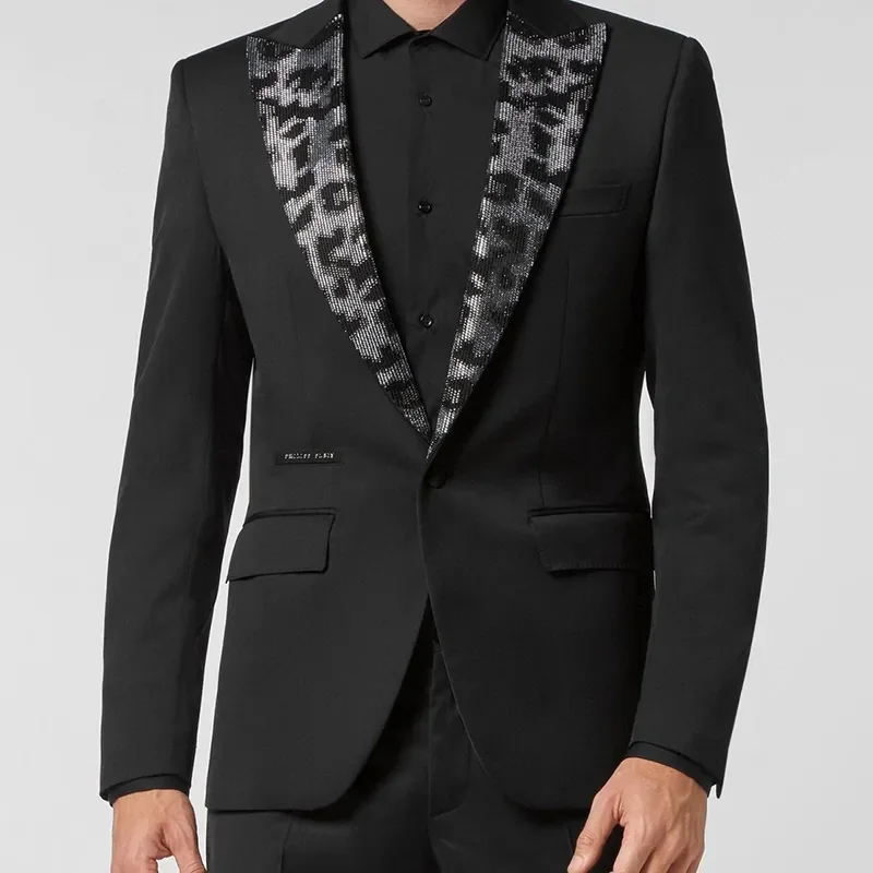 Handmade Men High Quality Business Suits Leopard Print Notched Lapel 2 Pcs Blazer Pants Tuxedo For Man Evening Party Customized
