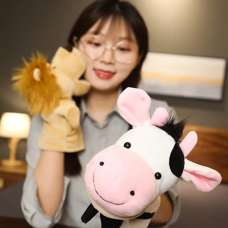 Animali di peluche ripieni Giocattoli Mano Dito Storia Burattino Bambole Kawaii Giocattoli educativi per bambini Leone Elefante Coniglietto Scimmia Regali per bambini