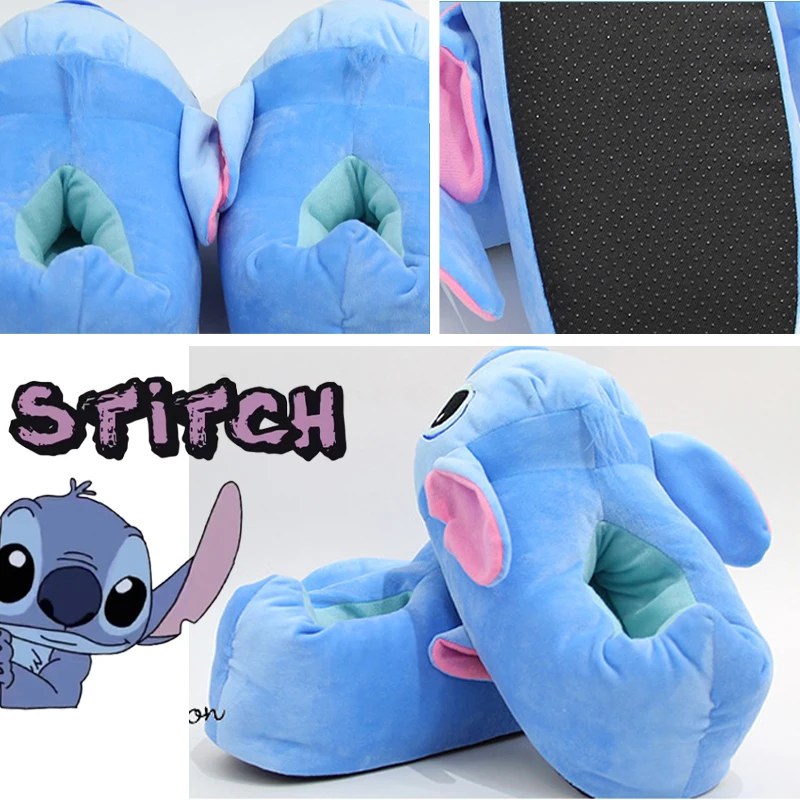 Disney Stitch Plush Slippers Cotton Shoes boys Winter Soft Warm Indoor Home Non-Slip Furry Shoes Girl Cartoon Cotton Slippers