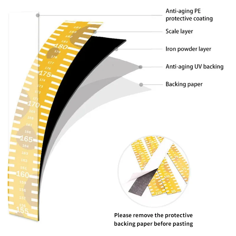 Adesivi murali tridimensionali 3D rimovibili per altezza cartone animato Adesivi murali autoadesivi per altezza bambino con aspirazione magnetica per bambini